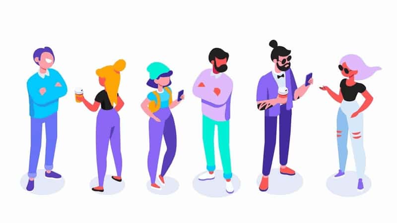 Illustration of people wandering around.